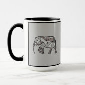Mug Monogramme Graphique mignon Eléphant Noir personna (Gauche)