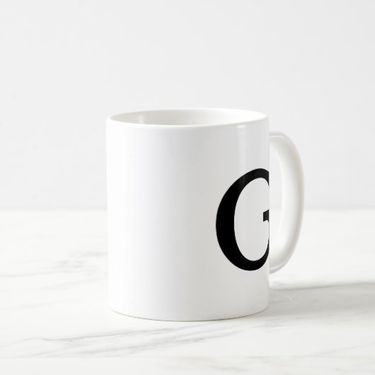 Mug Monogramme Gras Simple Noir & Blanc (Devant droit)