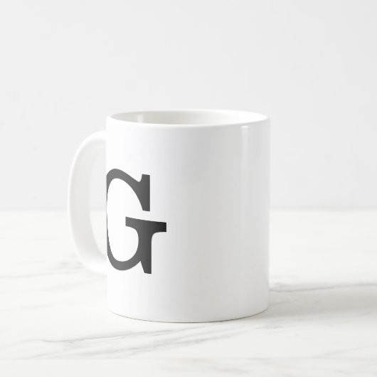 Mug Monogramme Gras Simple Noir & Blanc (Devant gauche)