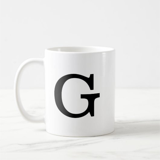 Mug Monogramme Gras Simple Noir & Blanc (Gauche)