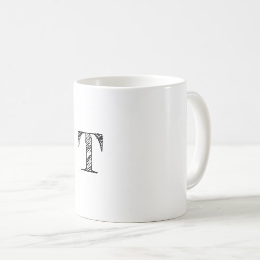 Mug Monogramme gravé vintage (Devant droit)