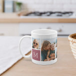 Mug Monogramme Grille Photo Collage<br><div class="desc">Ce simple design personnalisé de tasse photo met 6 de vos snaps favoris avant et centre, avec un monogramme initial unique de chaque côté. Customisez avec six photos carrés d'amis, d'enfants, de petits-enfants, d'animaux de compagnie ou de vos endroits préférés, avec votre première en lettres blanches sur un carré rose...</div>