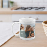 Mug Monogramme Grille Photo Collage<br><div class="desc">Ce simple design personnalisé de tasse photo met 6 de vos snaps favoris avant et centre, avec un monogramme initial unique de chaque côté. Customisez avec six photos carrés d'amis, d'enfants, de petits-enfants, d'animaux de compagnie ou de vos endroits préférés, avec votre première en lettres blanches sur un carré vert...</div>