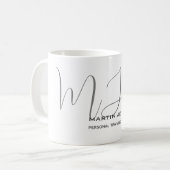 Mug Monogramme Gris Blanc Personnelle Formateur Modern (Devant gauche)