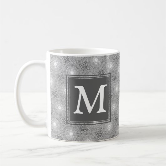 Mug Monogramme gris cercles motif (Gauche)