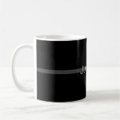 Mug Monogramme gris foncé, nom et rayure géométrique (Gauche)
