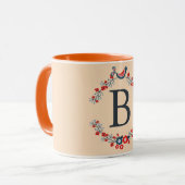 Mug Monogramme gris initial sur la couleur de bisque (Devant gauche)