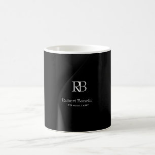 Mug Monogramme gris moderne clair Nom initial
