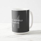 Mug Monogramme gris moderne minimaliste Modèle (Devant droit)