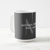 Mug Monogramme gris moderne minimaliste Modèle (Devant gauche)