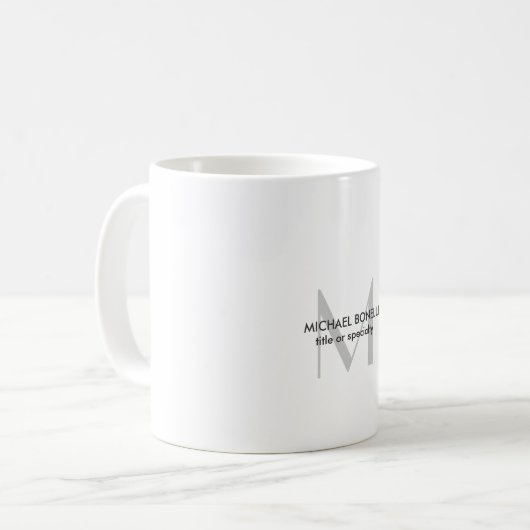 Mug Monogramme gris noir blanc (Devant gauche)