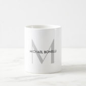 Mug Monogramme gris Noir Nom blanc (Centre)