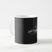 Mug Monogramme gris noir simple cadeau spécial simple (Devant gauche)