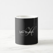Mug Monogramme gris noir simple cadeau spécial simple (Centre)