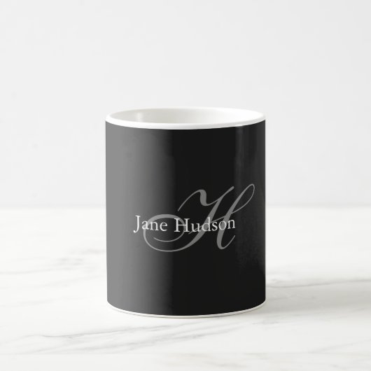 Mug Monogramme gris noir simple cadeau spécial simple (Centre)