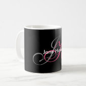 Mug Monogramme gris noir simple cadeau spécial simple (Devant gauche)