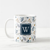 Mug Monogramme Hiver Floral Botanique Marine (Gauche)