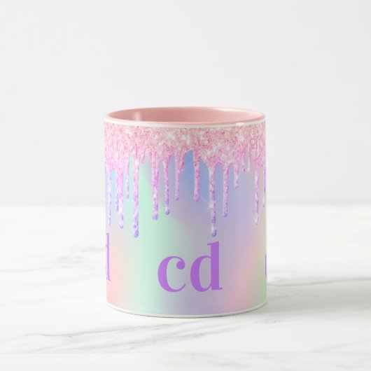 Mug Monogramme holographique licorne parties scintilla (Centre)