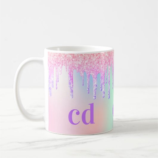 Mug Monogramme holographique licorne parties scintilla (Gauche)