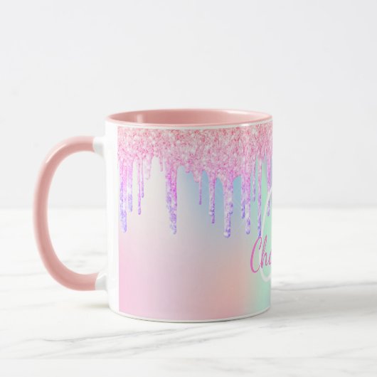 Mug Monogramme holographique licorne parties scintilla (Gauche)