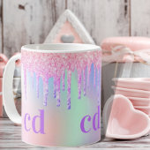 Mug Monogramme holographique licorne parties scintilla