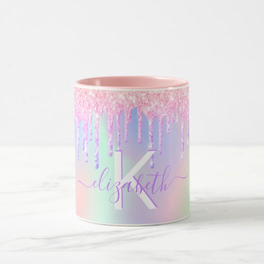 Mug Monogramme holographique licorne parties scintilla (Centre)