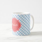 Mug Monogramme Houndstooth Bleu Placid (Devant droit)