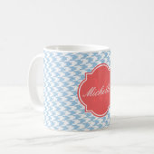Mug Monogramme Houndstooth Bleu Placid (Devant gauche)