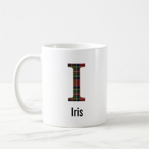 Mug Monogramme I Carreaux Stewart Rouges