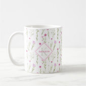 Mug Monogramme illustré de fleurs sauvages roses (Gauche)