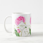 Mug Monogramme illustré de pivoine rose et de margueri (Gauche)