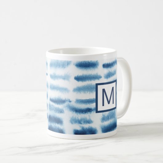 Mug Monogramme | Impression de l'aquarelle Indigio (Devant droit)