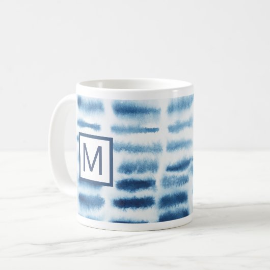 Mug Monogramme | Impression de l'aquarelle Indigio (Devant gauche)