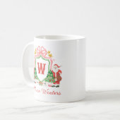 Mug Monogramme Initial Arbre de Noël en aquarelle (Devant gauche)