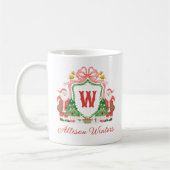 Mug Monogramme Initial Arbre de Noël en aquarelle (Gauche)