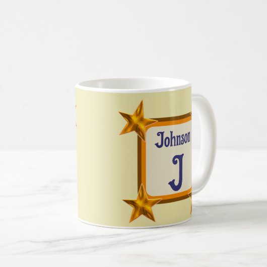 Mug Monogramme Initial Bold Gold Star Nom (Devant droit)