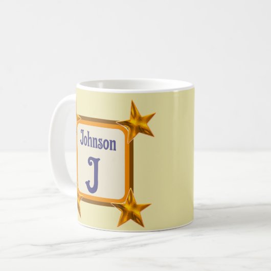 Mug Monogramme Initial Bold Gold Star Nom (Devant gauche)