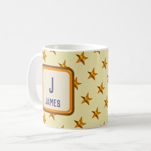 Mug Monogramme initial Bold Gold Star Premier nom (Devant gauche)