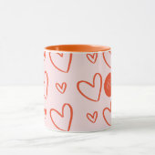 Mug monogramme initial - coeur rose orange et rouge (Centre)