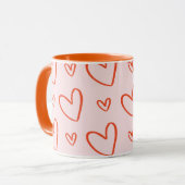 Mug monogramme initial - coeur rose orange et rouge (Devant gauche)