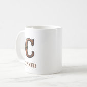 Mug Monogramme Initial Cuir Occidental Travail C (Devant gauche)
