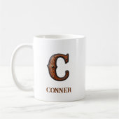 Mug Monogramme Initial Cuir Occidental Travail C (Gauche)