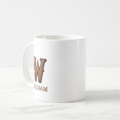 Mug Monogramme Initial Cuir Occidental Travail W (Devant gauche)