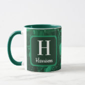 Mug Monogramme Initial de Famille Gemme Verte Marbrée (Gauche)
