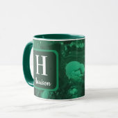 Mug Monogramme Initial de Famille Gemme Verte Marbrée (Devant gauche)