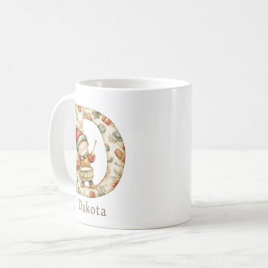 Mug Monogramme initial de Noël personnalisé D (Devant gauche)