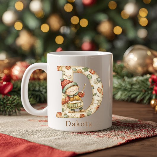 Mug Monogramme initial de Noël personnalisé D