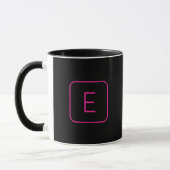 Mug Monogramme Initial De Style Moderne | Rose Et Noir (Gauche)