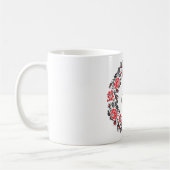 Mug Monogramme initial des roses rouges à point croisé (Gauche)
