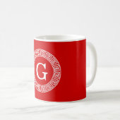 Mug Monogramme initial du cadre de ligne clé grecque b (Devant droit)